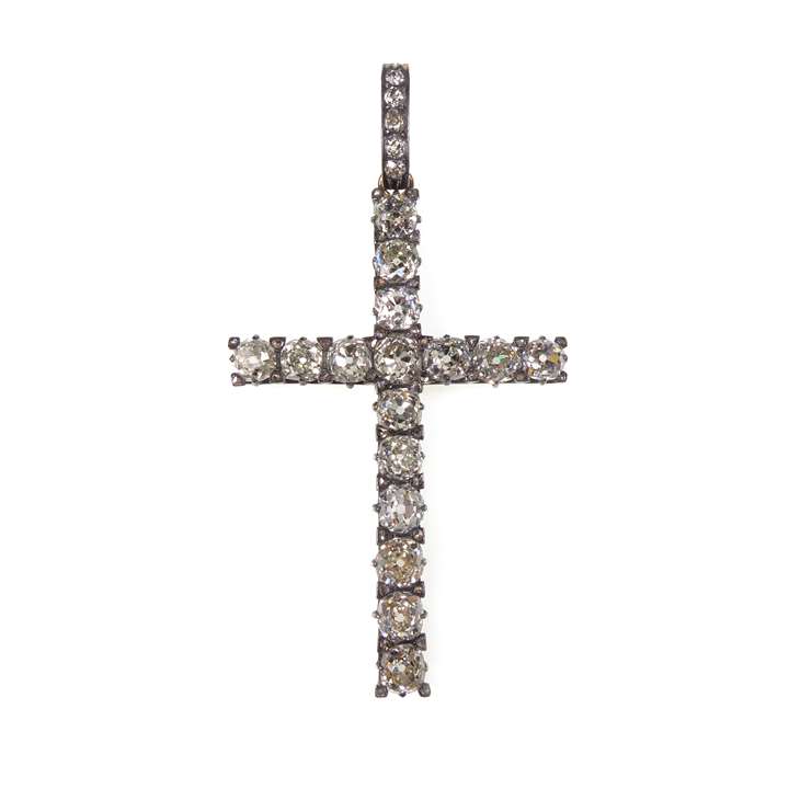 Cushion cut diamond cross pendant